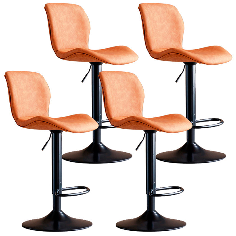 Contemporary Leather Adjustable Height Barstool Indoor Bar Stool with Low Back Orange Black 4 Piece Set Clearhalo 'Bar Furniture' 'Bar Stools' 'bar_stools' 'furn' 'furn_bar_stools' 'furniture_bar_stools' 'Kitchen & Dining Furniture' 'kitchen&dining_furn' 'kitchen' 'kitchen_furn' Furniture' 4654737