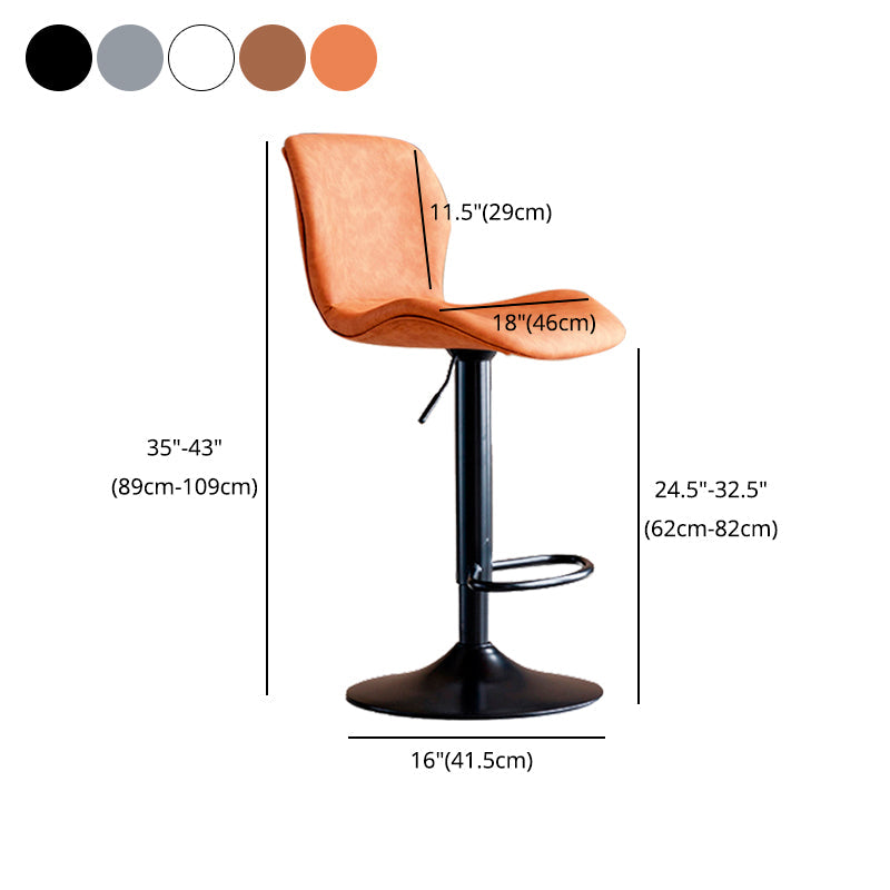 Contemporary Leather Adjustable Height Barstool Indoor Bar Stool with Low Back Clearhalo 'Bar Furniture' 'Bar Stools' 'bar_stools' 'furn' 'furn_bar_stools' 'furniture_bar_stools' 'Kitchen & Dining Furniture' 'kitchen&dining_furn' 'kitchen' 'kitchen_furn' Furniture' 4654742