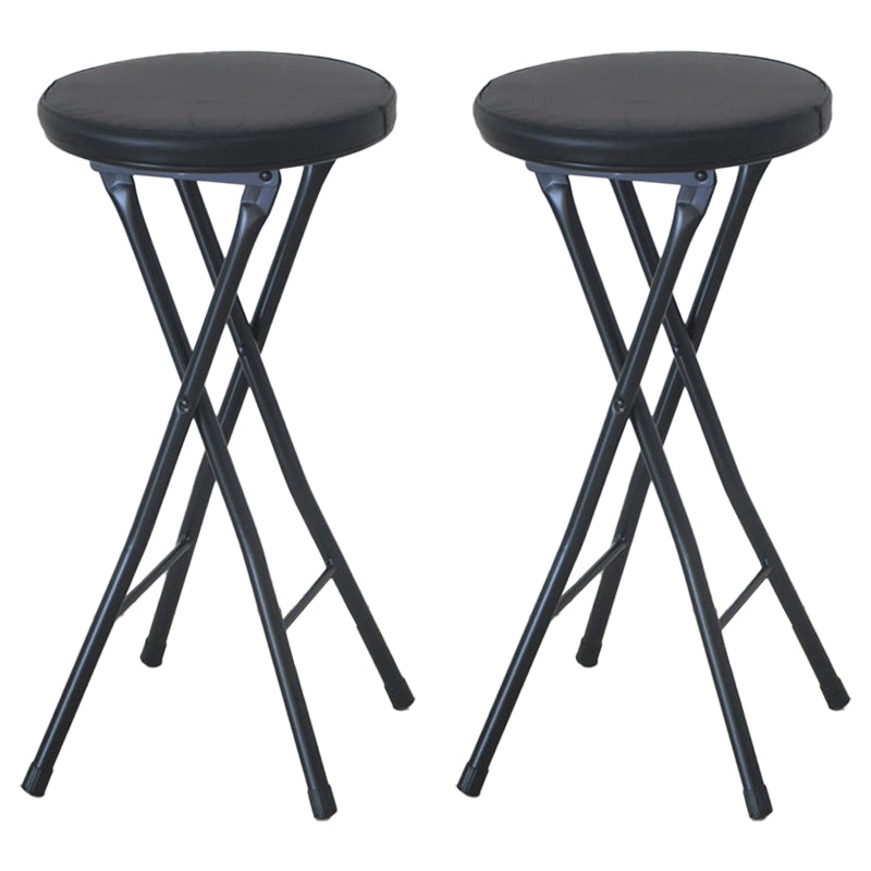 Modern Armless Foldable Counter Stool Steel Cashier Bar Stool with Pedal Brown-Black 2 Piece Set Clearhalo 'Bar Furniture' 'Bar Stools' 'bar_stools' 'furn' 'furn_bar_stools' 'furniture_bar_stools' 'Kitchen & Dining Furniture' 'kitchen&dining_furn' 'kitchen' 'kitchen_furn' Furniture' 4654746