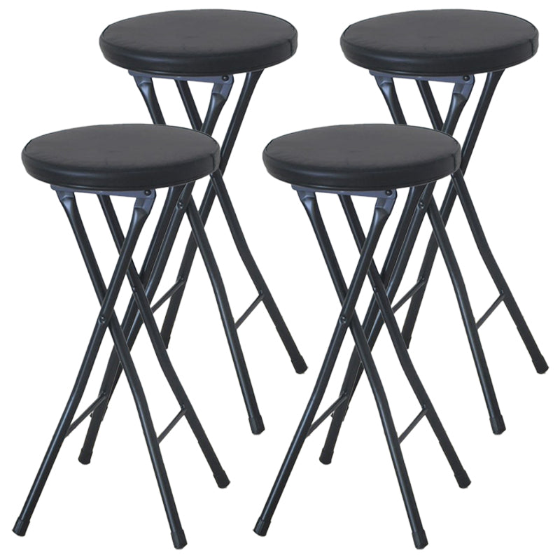 Modern Armless Foldable Counter Stool Steel Cashier Bar Stool with Pedal Brown-Black 4 Piece Set Clearhalo 'Bar Furniture' 'Bar Stools' 'bar_stools' 'furn' 'furn_bar_stools' 'furniture_bar_stools' 'Kitchen & Dining Furniture' 'kitchen&dining_furn' 'kitchen' 'kitchen_furn' Furniture' 4654747
