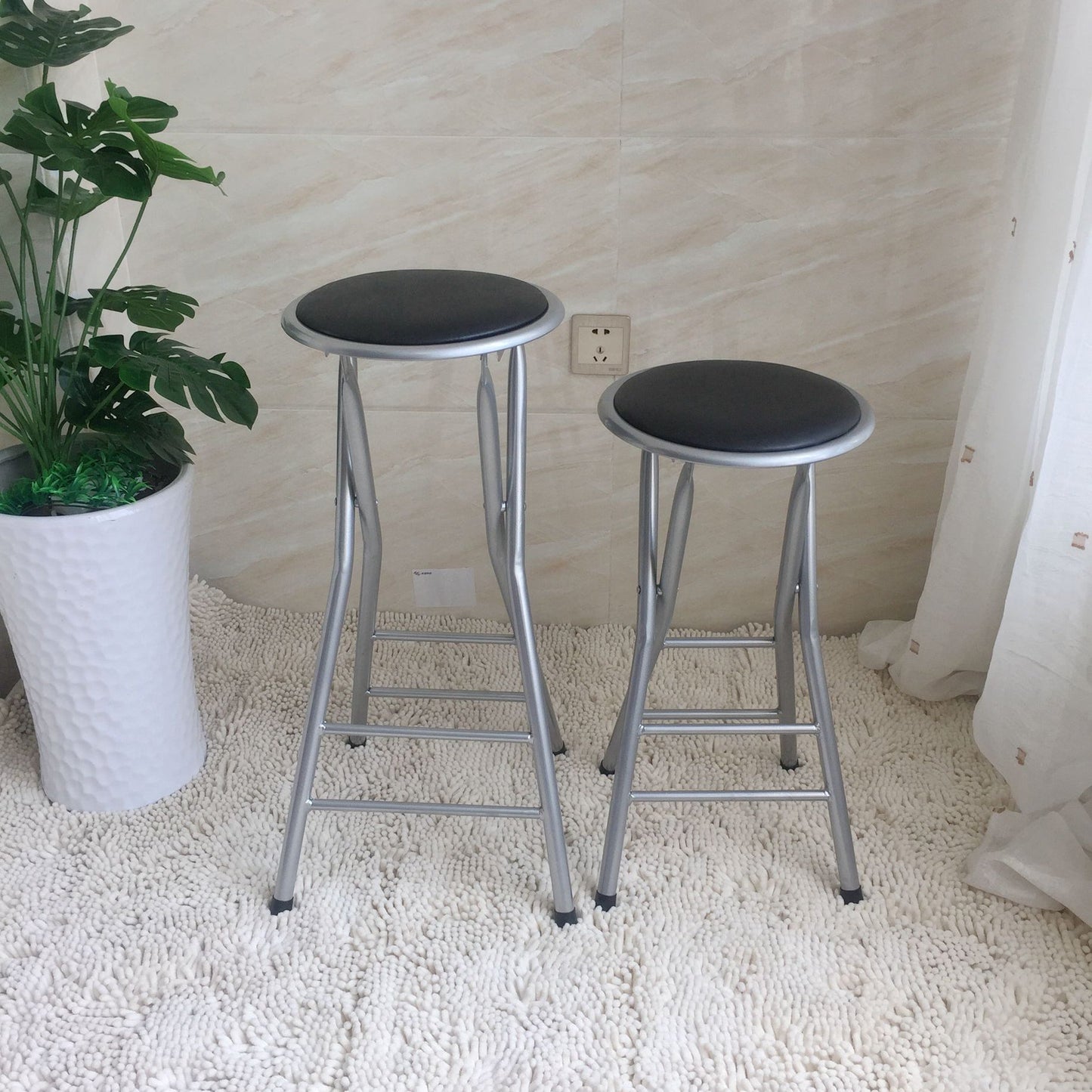 Modern Armless Foldable Counter Stool Steel Cashier Bar Stool with Pedal Clearhalo 'Bar Furniture' 'Bar Stools' 'bar_stools' 'furn' 'furn_bar_stools' 'furniture_bar_stools' 'Kitchen & Dining Furniture' 'kitchen&dining_furn' 'kitchen' 'kitchen_furn' Furniture' 4654748