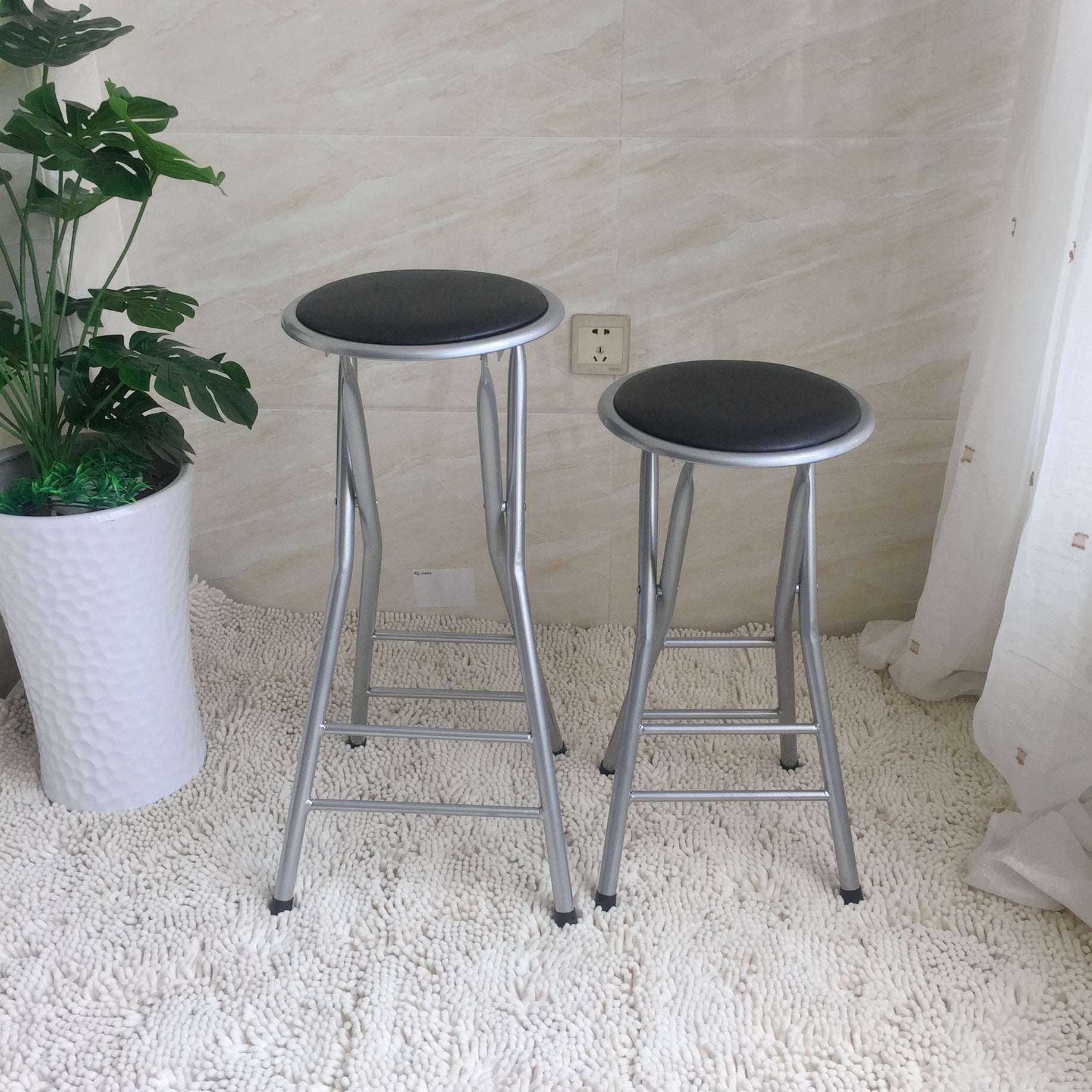 Modern Armless Foldable Counter Stool Steel Cashier Bar Stool with Pedal Clearhalo 'Bar Furniture' 'Bar Stools' 'bar_stools' 'furn' 'furn_bar_stools' 'furniture_bar_stools' 'Kitchen & Dining Furniture' 'kitchen&dining_furn' 'kitchen' 'kitchen_furn' Furniture' 4654748
