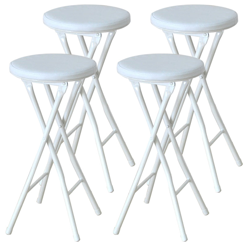 Modern Armless Foldable Counter Stool Steel Cashier Bar Stool with Pedal Ivory 4 Piece Set Clearhalo 'Bar Furniture' 'Bar Stools' 'bar_stools' 'furn' 'furn_bar_stools' 'furniture_bar_stools' 'Kitchen & Dining Furniture' 'kitchen&dining_furn' 'kitchen' 'kitchen_furn' Furniture' 4654753