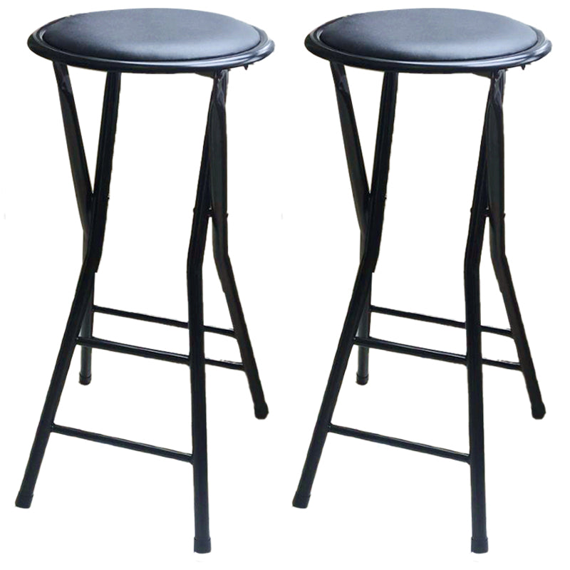 Modern Armless Foldable Counter Stool Steel Cashier Bar Stool with Pedal 2 Piece Set Clearhalo 'Bar Furniture' 'Bar Stools' 'bar_stools' 'furn' 'furn_bar_stools' 'furniture_bar_stools' 'Kitchen & Dining Furniture' 'kitchen&dining_furn' 'kitchen' 'kitchen_furn' Furniture' 4654757