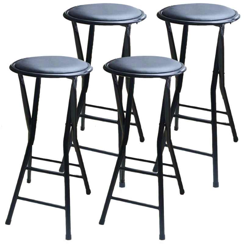 Modern Armless Foldable Counter Stool Steel Cashier Bar Stool with Pedal 4 Piece Set Clearhalo 'Bar Furniture' 'Bar Stools' 'bar_stools' 'furn' 'furn_bar_stools' 'furniture_bar_stools' 'Kitchen & Dining Furniture' 'kitchen&dining_furn' 'kitchen' 'kitchen_furn' Furniture' 4654760