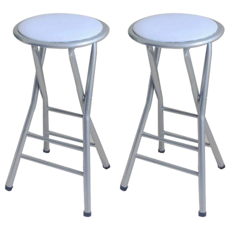 Modern Armless Foldable Counter Stool Steel Cashier Bar Stool with Pedal 2 Piece Set Clearhalo 'Bar Furniture' 'Bar Stools' 'bar_stools' 'furn' 'furn_bar_stools' 'furniture_bar_stools' 'Kitchen & Dining Furniture' 'kitchen&dining_furn' 'kitchen' 'kitchen_furn' Furniture' 4654763