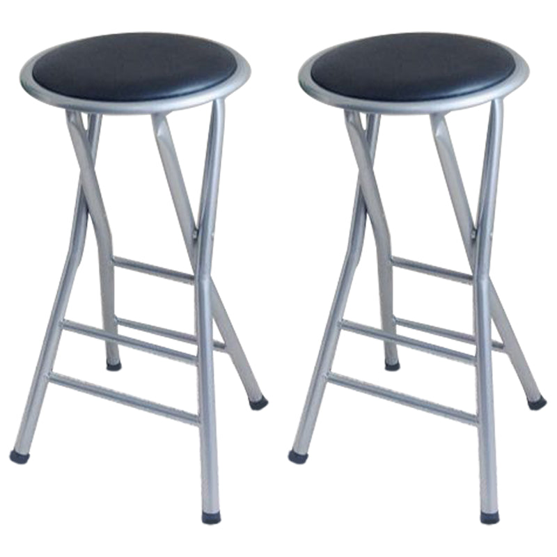 Modern Armless Foldable Counter Stool Steel Cashier Bar Stool with Pedal 2 Piece Set Clearhalo 'Bar Furniture' 'Bar Stools' 'bar_stools' 'furn' 'furn_bar_stools' 'furniture_bar_stools' 'Kitchen & Dining Furniture' 'kitchen&dining_furn' 'kitchen' 'kitchen_furn' Furniture' 4654769