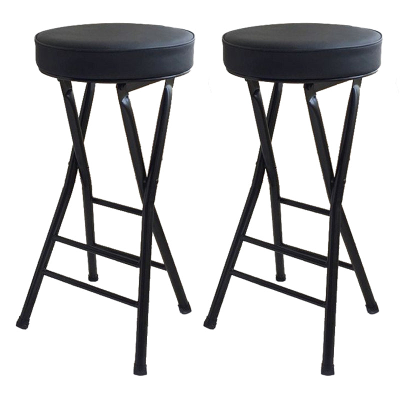 Modern Armless Foldable Counter Stool Steel Cashier Bar Stool with Pedal Gloss Black 2 Piece Set Clearhalo 'Bar Furniture' 'Bar Stools' 'bar_stools' 'furn' 'furn_bar_stools' 'furniture_bar_stools' 'Kitchen & Dining Furniture' 'kitchen&dining_furn' 'kitchen' 'kitchen_furn' Furniture' 4654772