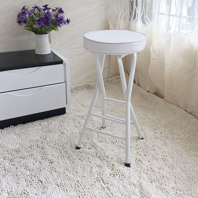 Modern Armless Foldable Counter Stool Steel Cashier Bar Stool with Pedal Gloss White 1 Piece Clearhalo 'Bar Furniture' 'Bar Stools' 'bar_stools' 'furn' 'furn_bar_stools' 'furniture_bar_stools' 'Kitchen & Dining Furniture' 'kitchen&dining_furn' 'kitchen' 'kitchen_furn' Furniture' 4654774