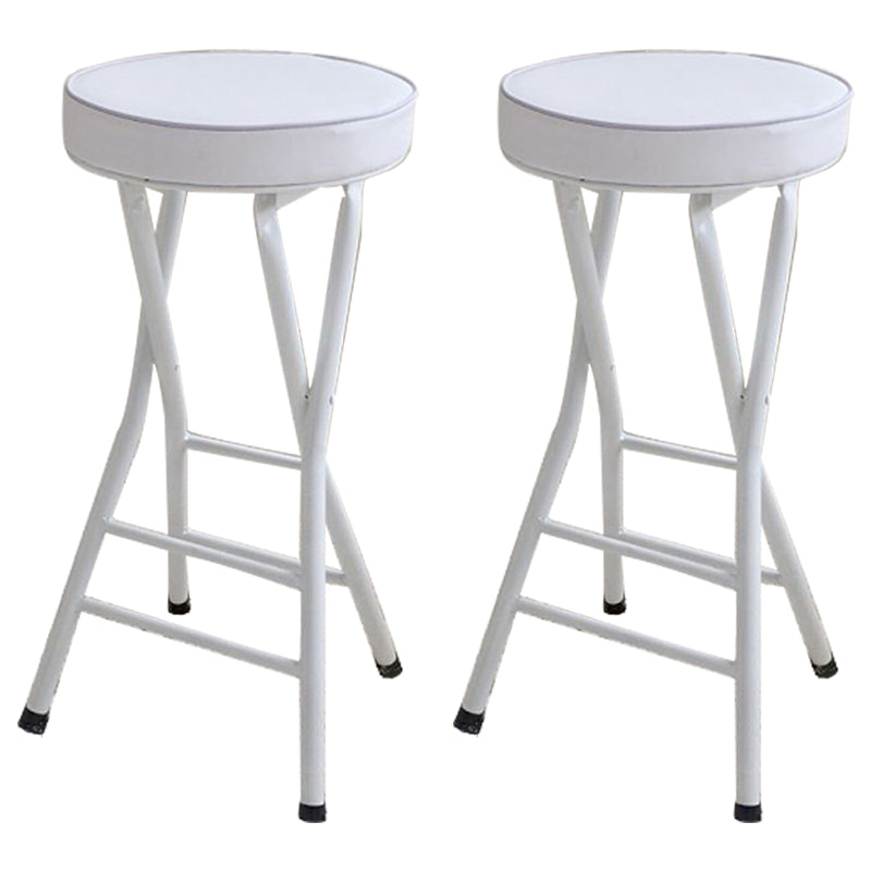 Modern Armless Foldable Counter Stool Steel Cashier Bar Stool with Pedal Gloss White 2 Piece Set Clearhalo 'Bar Furniture' 'Bar Stools' 'bar_stools' 'furn' 'furn_bar_stools' 'furniture_bar_stools' 'Kitchen & Dining Furniture' 'kitchen&dining_furn' 'kitchen' 'kitchen_furn' Furniture' 4654775