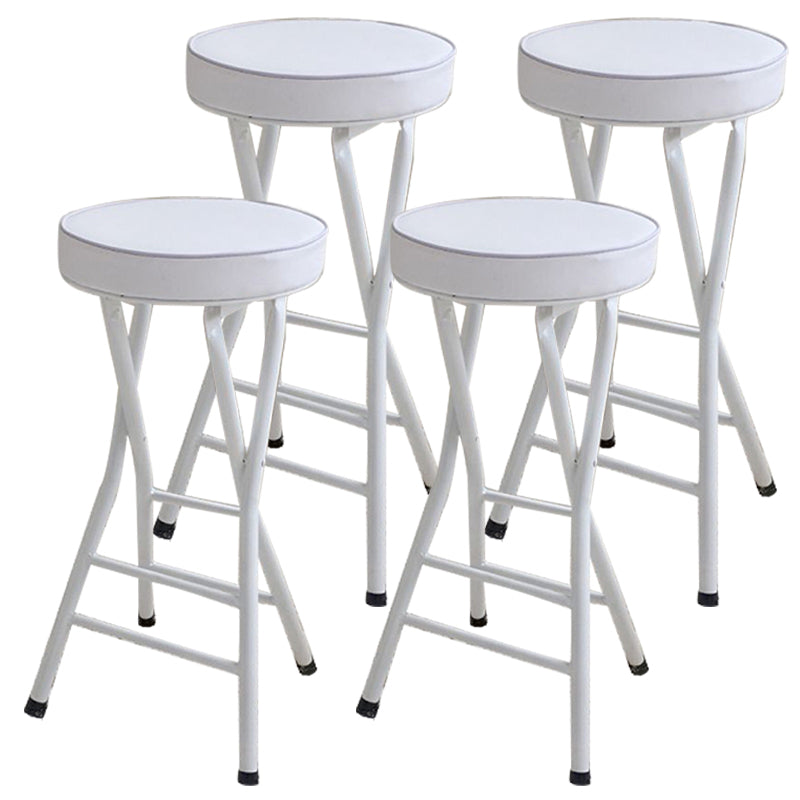 Modern Armless Foldable Counter Stool Steel Cashier Bar Stool with Pedal Gloss White 4 Piece Set Clearhalo 'Bar Furniture' 'Bar Stools' 'bar_stools' 'furn' 'furn_bar_stools' 'furniture_bar_stools' 'Kitchen & Dining Furniture' 'kitchen&dining_furn' 'kitchen' 'kitchen_furn' Furniture' 4654776