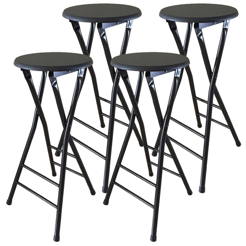 Modern Armless Foldable Counter Stool Steel Cashier Bar Stool with Pedal Purple-Black 4 Piece Set Clearhalo 'Bar Furniture' 'Bar Stools' 'bar_stools' 'furn' 'furn_bar_stools' 'furniture_bar_stools' 'Kitchen & Dining Furniture' 'kitchen&dining_furn' 'kitchen' 'kitchen_furn' Furniture' 4654779