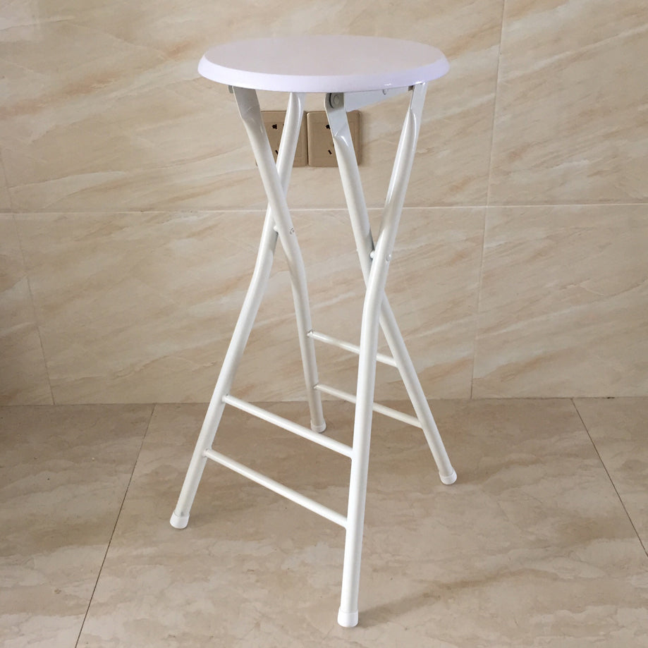 Modern Armless Foldable Counter Stool Steel Cashier Bar Stool with Pedal Textured White 1 Piece Clearhalo 'Bar Furniture' 'Bar Stools' 'bar_stools' 'furn' 'furn_bar_stools' 'furniture_bar_stools' 'Kitchen & Dining Furniture' 'kitchen&dining_furn' 'kitchen' 'kitchen_furn' Furniture' 4654780