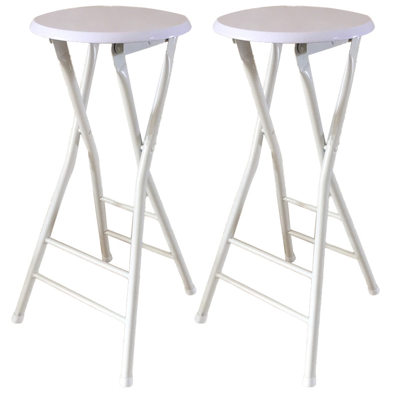 Modern Armless Foldable Counter Stool Steel Cashier Bar Stool with Pedal Textured White 2 Piece Set Clearhalo 'Bar Furniture' 'Bar Stools' 'bar_stools' 'furn' 'furn_bar_stools' 'furniture_bar_stools' 'Kitchen & Dining Furniture' 'kitchen&dining_furn' 'kitchen' 'kitchen_furn' Furniture' 4654781