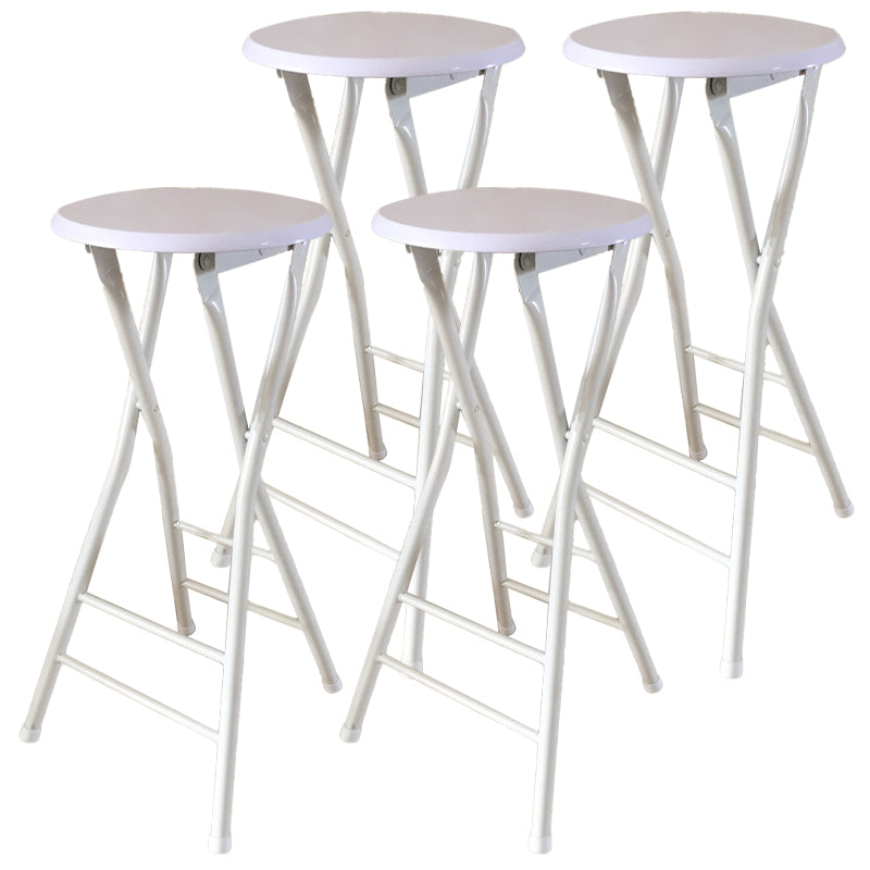 Modern Armless Foldable Counter Stool Steel Cashier Bar Stool with Pedal Textured White 4 Piece Set Clearhalo 'Bar Furniture' 'Bar Stools' 'bar_stools' 'furn' 'furn_bar_stools' 'furniture_bar_stools' 'Kitchen & Dining Furniture' 'kitchen&dining_furn' 'kitchen' 'kitchen_furn' Furniture' 4654782