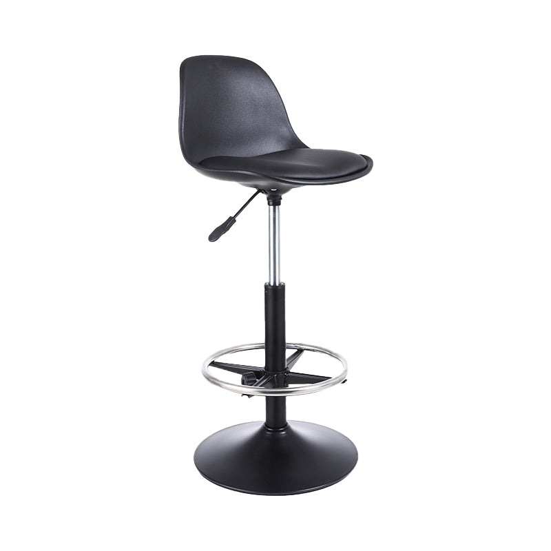 Contemporary Leather Swivel Barstool Indoor Low Back Bar Stool with Iron Legs Black 1 Piece Bar Stool(31"H) Clearhalo 'Bar Furniture' 'Bar Stools' 'bar_stools' 'furn' 'furn_bar_stools' 'furniture_bar_stools' 'Kitchen & Dining Furniture' 'kitchen&dining_furn' 'kitchen' 'kitchen_furn' Furniture' 4654788
