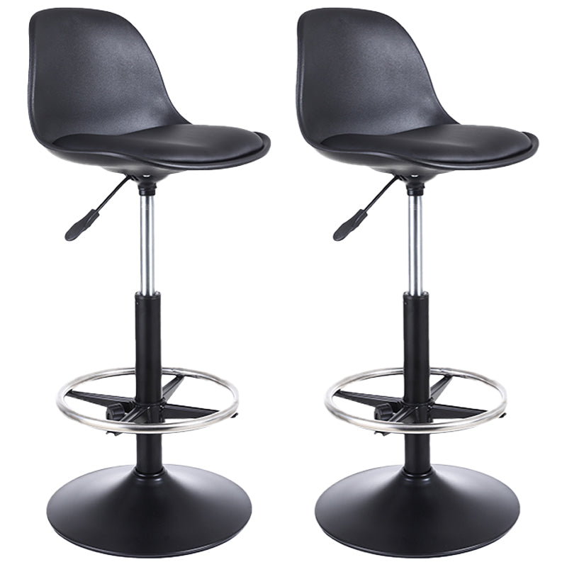 Contemporary Leather Swivel Barstool Indoor Low Back Bar Stool with Iron Legs Black 2 Piece Set Bar Stool(31"H) Clearhalo 'Bar Furniture' 'Bar Stools' 'bar_stools' 'furn' 'furn_bar_stools' 'furniture_bar_stools' 'Kitchen & Dining Furniture' 'kitchen&dining_furn' 'kitchen' 'kitchen_furn' Furniture' 4654789