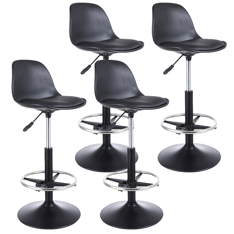 Contemporary Leather Swivel Barstool Indoor Low Back Bar Stool with Iron Legs Black 4 Piece Set Bar Stool(31"H) Clearhalo 'Bar Furniture' 'Bar Stools' 'bar_stools' 'furn' 'furn_bar_stools' 'furniture_bar_stools' 'Kitchen & Dining Furniture' 'kitchen&dining_furn' 'kitchen' 'kitchen_furn' Furniture' 4654792