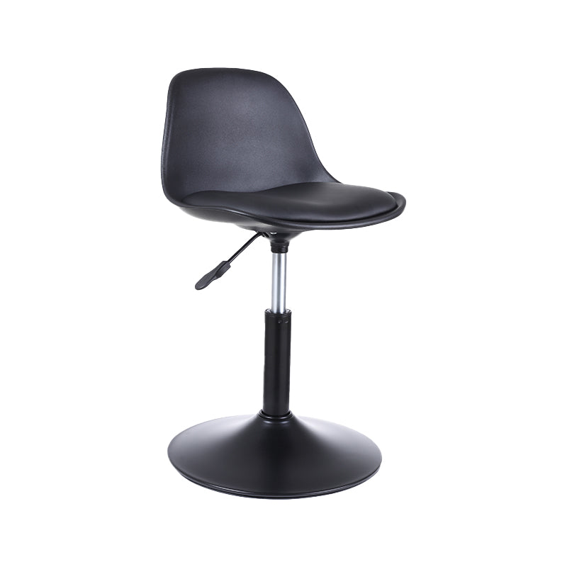Contemporary Leather Swivel Barstool Indoor Low Back Bar Stool with Iron Legs Black 1 Piece Short Stool(20"H) Clearhalo 'Bar Furniture' 'Bar Stools' 'bar_stools' 'furn' 'furn_bar_stools' 'furniture_bar_stools' 'Kitchen & Dining Furniture' 'kitchen&dining_furn' 'kitchen' 'kitchen_furn' Furniture' 4654793