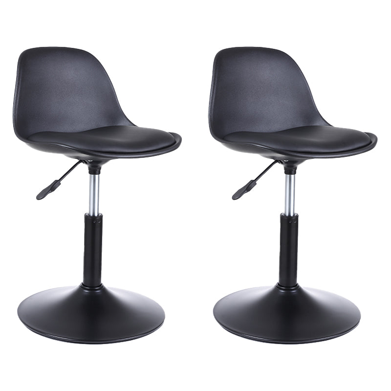 Contemporary Leather Swivel Barstool Indoor Low Back Bar Stool with Iron Legs Black 2 Piece Set Short Stool(20"H) Clearhalo 'Bar Furniture' 'Bar Stools' 'bar_stools' 'furn' 'furn_bar_stools' 'furniture_bar_stools' 'Kitchen & Dining Furniture' 'kitchen&dining_furn' 'kitchen' 'kitchen_furn' Furniture' 4654796
