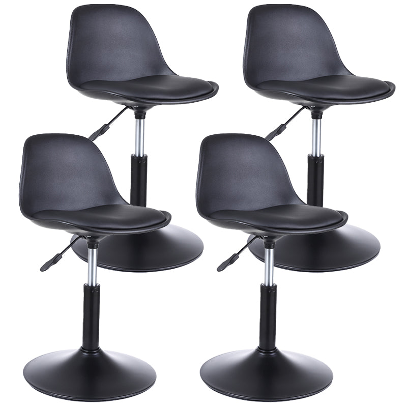 Contemporary Leather Swivel Barstool Indoor Low Back Bar Stool with Iron Legs Black 4 Piece Set Short Stool(20"H) Clearhalo 'Bar Furniture' 'Bar Stools' 'bar_stools' 'furn' 'furn_bar_stools' 'furniture_bar_stools' 'Kitchen & Dining Furniture' 'kitchen&dining_furn' 'kitchen' 'kitchen_furn' Furniture' 4654798