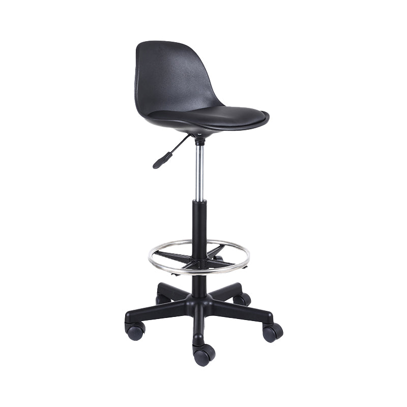 Contemporary Leather Swivel Barstool Indoor Low Back Bar Stool with Iron Legs Matte Black 1 Piece Bar Stool(31"H) Clearhalo 'Bar Furniture' 'Bar Stools' 'bar_stools' 'furn' 'furn_bar_stools' 'furniture_bar_stools' 'Kitchen & Dining Furniture' 'kitchen&dining_furn' 'kitchen' 'kitchen_furn' Furniture' 4654800