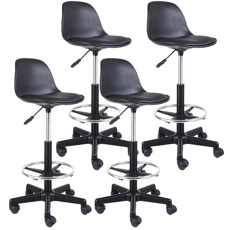 Contemporary Leather Swivel Barstool Indoor Low Back Bar Stool with Iron Legs Matte Black 4 Piece Set Bar Stool(31"H) Clearhalo 'Bar Furniture' 'Bar Stools' 'bar_stools' 'furn' 'furn_bar_stools' 'furniture_bar_stools' 'Kitchen & Dining Furniture' 'kitchen&dining_furn' 'kitchen' 'kitchen_furn' Furniture' 4654803