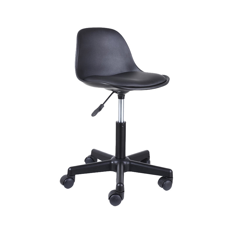 Contemporary Leather Swivel Barstool Indoor Low Back Bar Stool with Iron Legs Matte Black 1 Piece Short Stool(20"H) Clearhalo 'Bar Furniture' 'Bar Stools' 'bar_stools' 'furn' 'furn_bar_stools' 'furniture_bar_stools' 'Kitchen & Dining Furniture' 'kitchen&dining_furn' 'kitchen' 'kitchen_furn' Furniture' 4654804