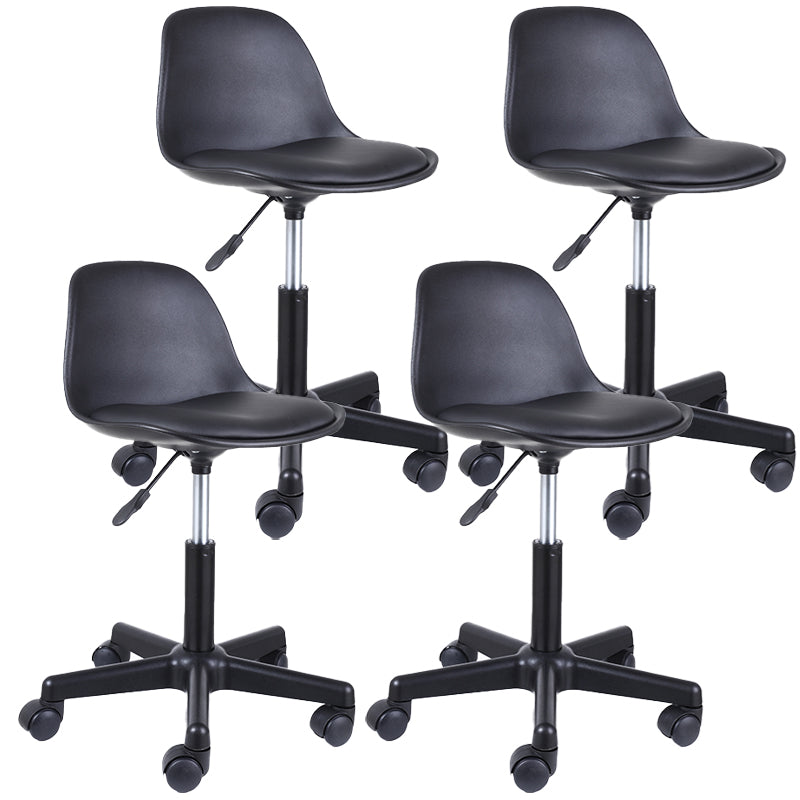 Contemporary Leather Swivel Barstool Indoor Low Back Bar Stool with Iron Legs Matte Black 4 Piece Set Short Stool(20"H) Clearhalo 'Bar Furniture' 'Bar Stools' 'bar_stools' 'furn' 'furn_bar_stools' 'furniture_bar_stools' 'Kitchen & Dining Furniture' 'kitchen&dining_furn' 'kitchen' 'kitchen_furn' Furniture' 4654806