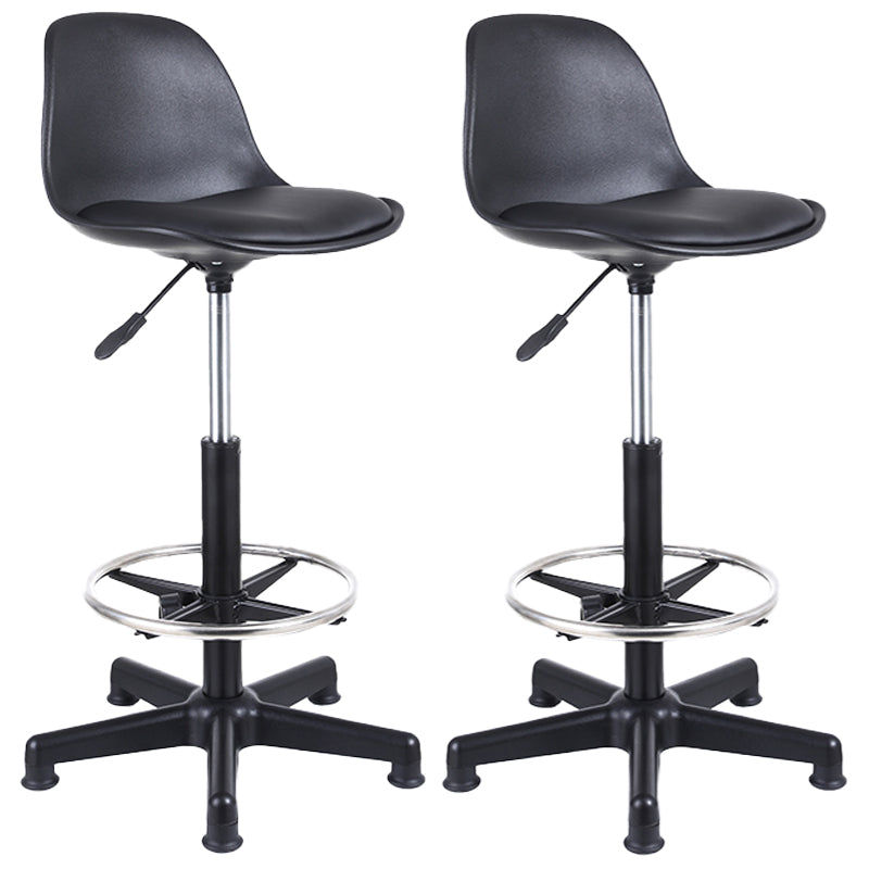 Contemporary Leather Swivel Barstool Indoor Low Back Bar Stool with Iron Legs Textured Black 2 Piece Set Bar Stool(31"H) Clearhalo 'Bar Furniture' 'Bar Stools' 'bar_stools' 'furn' 'furn_bar_stools' 'furniture_bar_stools' 'Kitchen & Dining Furniture' 'kitchen&dining_furn' 'kitchen' 'kitchen_furn' Furniture' 4654808