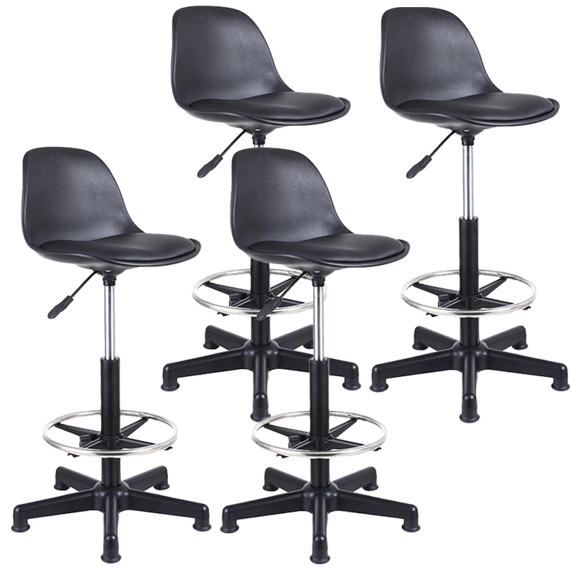 Contemporary Leather Swivel Barstool Indoor Low Back Bar Stool with Iron Legs Textured Black 4 Piece Set Bar Stool(31"H) Clearhalo 'Bar Furniture' 'Bar Stools' 'bar_stools' 'furn' 'furn_bar_stools' 'furniture_bar_stools' 'Kitchen & Dining Furniture' 'kitchen&dining_furn' 'kitchen' 'kitchen_furn' Furniture' 4654809