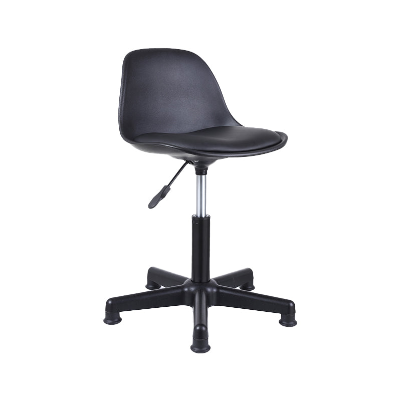 Contemporary Leather Swivel Barstool Indoor Low Back Bar Stool with Iron Legs Textured Black 1 Piece Short Stool(20"H) Clearhalo 'Bar Furniture' 'Bar Stools' 'bar_stools' 'furn' 'furn_bar_stools' 'furniture_bar_stools' 'Kitchen & Dining Furniture' 'kitchen&dining_furn' 'kitchen' 'kitchen_furn' Furniture' 4654810