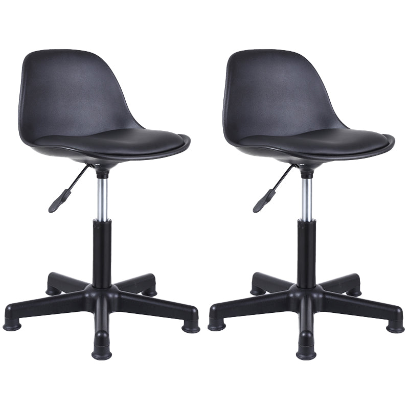 Contemporary Leather Swivel Barstool Indoor Low Back Bar Stool with Iron Legs Textured Black 2 Piece Set Short Stool(20"H) Clearhalo 'Bar Furniture' 'Bar Stools' 'bar_stools' 'furn' 'furn_bar_stools' 'furniture_bar_stools' 'Kitchen & Dining Furniture' 'kitchen&dining_furn' 'kitchen' 'kitchen_furn' Furniture' 4654811