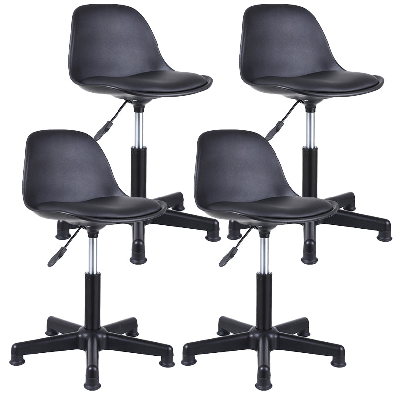 Contemporary Leather Swivel Barstool Indoor Low Back Bar Stool with Iron Legs Textured Black 4 Piece Set Short Stool(20"H) Clearhalo 'Bar Furniture' 'Bar Stools' 'bar_stools' 'furn' 'furn_bar_stools' 'furniture_bar_stools' 'Kitchen & Dining Furniture' 'kitchen&dining_furn' 'kitchen' 'kitchen_furn' Furniture' 4654812