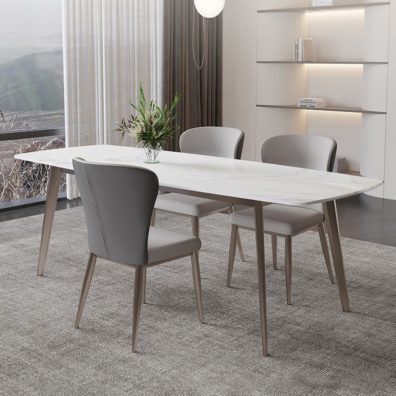 Nordic Style 1/4/5/7 Pieces Dining Set Sintered Stone Dining Table Set with Metal Legs 4 Pieces: Table, 3 Chairs Clearhalo 'Dining Room Sets' 'Dining Tables & Seating' 'dining_room_set' 'furn' 'furn_dining_room_set' 'Furniture' 'furniture_dining_room_set' 'Kitchen & Dining Furniture' 'kitchen&dining_furn' 'kitchen' 4654854