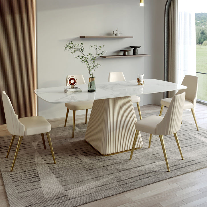 1/2/5/6/7 Pieces Glam Dining Room Set Rectangle Table Dining Set 6 Pieces: Table, 5 Chairs Clearhalo 'Dining Room Sets' 'Dining Tables & Seating' 'dining_room_set' 'furn' 'furn_dining_room_set' 'Furniture' 'furniture_dining_room_set' 'Kitchen & Dining Furniture' 'kitchen&dining_furn' 'kitchen' 4654870