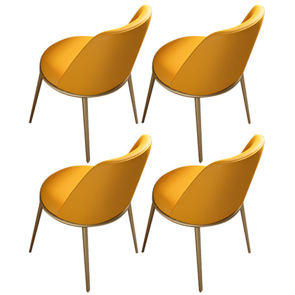 Nordic Glam Style 1/4/5 Pieces Dining Sintered Stone Dining Table Set with Metal Legs 4 Orange Chairs Clearhalo 'Dining Room Sets' 'Dining Tables & Seating' 'dining_room_set' 'furn' 'furn_dining_room_set' 'Furniture' 'furniture_dining_room_set' 'Kitchen & Dining Furniture' 'kitchen&dining_furn' 'kitchen' 4654887