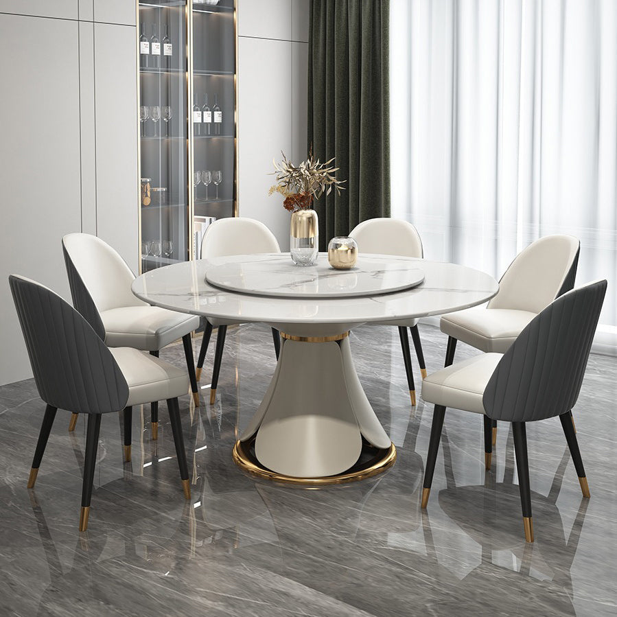 Modern Style 1/4/5/7/9 Pieces Dining Sintered Stone Dining Table Set with Metal Legs Clearhalo 'Dining Room Sets' 'Dining Tables & Seating' 'dining_room_set' 'furn' 'furn_dining_room_set' 'Furniture' 'furniture_dining_room_set' 'Kitchen & Dining Furniture' 'kitchen&dining_furn' 'kitchen' 4654958
