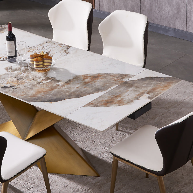 Nordic Glam Style 1/4/5/7 Pieces Dining Sintered Stone Dining Table Set for Kitchen Clearhalo 'Dining Room Sets' 'Dining Tables & Seating' 'dining_room_set' 'furn' 'furn_dining_room_set' 'Furniture' 'furniture_dining_room_set' 'Kitchen & Dining Furniture' 'kitchen&dining_furn' 'kitchen' 4654978