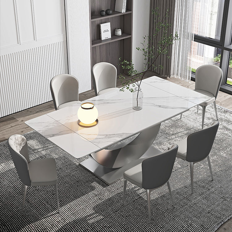 Designer Style 1/4/5/7 Pieces Dining Set Sintered Stone Table with Leather Chairs 7 Pieces: Table, 6 Chairs Clearhalo 'Dining Room Sets' 'Dining Tables & Seating' 'dining_room_set' 'furn' 'furn_dining_room_set' 'Furniture' 'furniture_dining_room_set' 'Kitchen & Dining Furniture' 'kitchen&dining_furn' 'kitchen' 4654997