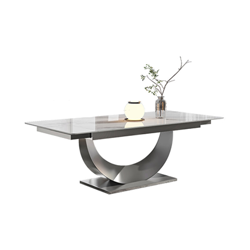 Designer Style 1/4/5/7 Pieces Dining Set Sintered Stone Table with Leather Chairs White 63"L x 35.4"W Clearhalo 'Dining Room Sets' 'Dining Tables & Seating' 'dining_room_set' 'furn' 'furn_dining_room_set' 'Furniture' 'furniture_dining_room_set' 'Kitchen & Dining Furniture' 'kitchen&dining_furn' 'kitchen' 4655002