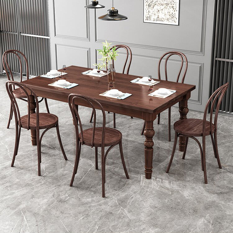 1/4/5/7 Pieces Dining Room Set Traditional Natural 4 Legs Table with Windsor Chairs Clearhalo 'Dining Room Sets' 'Dining Tables & Seating' 'dining_room_set' 'furn' 'furn_dining_room_set' 'Furniture' 'furniture_dining_room_set' 'Kitchen & Dining Furniture' 'kitchen&dining_furn' 'kitchen' 4655012