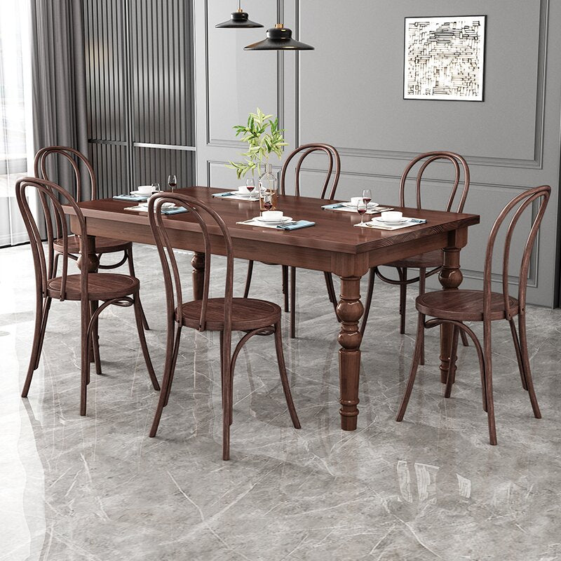 1/4/5/7 Pieces Dining Room Set Traditional Natural 4 Legs Table with Windsor Chairs 7 Pieces: Table, 6 Chairs Clearhalo 'Dining Room Sets' 'Dining Tables & Seating' 'dining_room_set' 'furn' 'furn_dining_room_set' 'Furniture' 'furniture_dining_room_set' 'Kitchen & Dining Furniture' 'kitchen&dining_furn' 'kitchen' 4655014