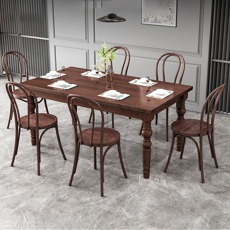 1/4/5/7 Pieces Dining Room Set Traditional Natural 4 Legs Table with Windsor Chairs Clearhalo 'Dining Room Sets' 'Dining Tables & Seating' 'dining_room_set' 'furn' 'furn_dining_room_set' 'Furniture' 'furniture_dining_room_set' 'Kitchen & Dining Furniture' 'kitchen&dining_furn' 'kitchen' 4655022