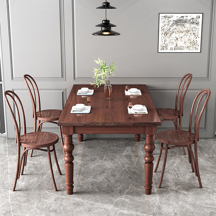 1/4/5/7 Pieces Dining Room Set Traditional Natural 4 Legs Table with Windsor Chairs Clearhalo 'Dining Room Sets' 'Dining Tables & Seating' 'dining_room_set' 'furn' 'furn_dining_room_set' 'Furniture' 'furniture_dining_room_set' 'Kitchen & Dining Furniture' 'kitchen&dining_furn' 'kitchen' 4655023