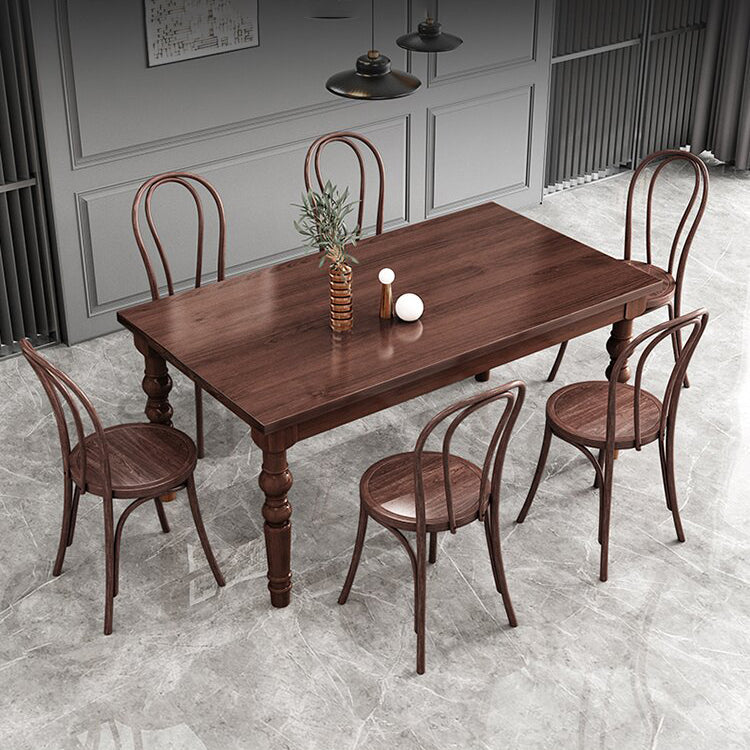1/4/5/7 Pieces Dining Room Set Traditional Natural 4 Legs Table with Windsor Chairs Clearhalo 'Dining Room Sets' 'Dining Tables & Seating' 'dining_room_set' 'furn' 'furn_dining_room_set' 'Furniture' 'furniture_dining_room_set' 'Kitchen & Dining Furniture' 'kitchen&dining_furn' 'kitchen' 4655024