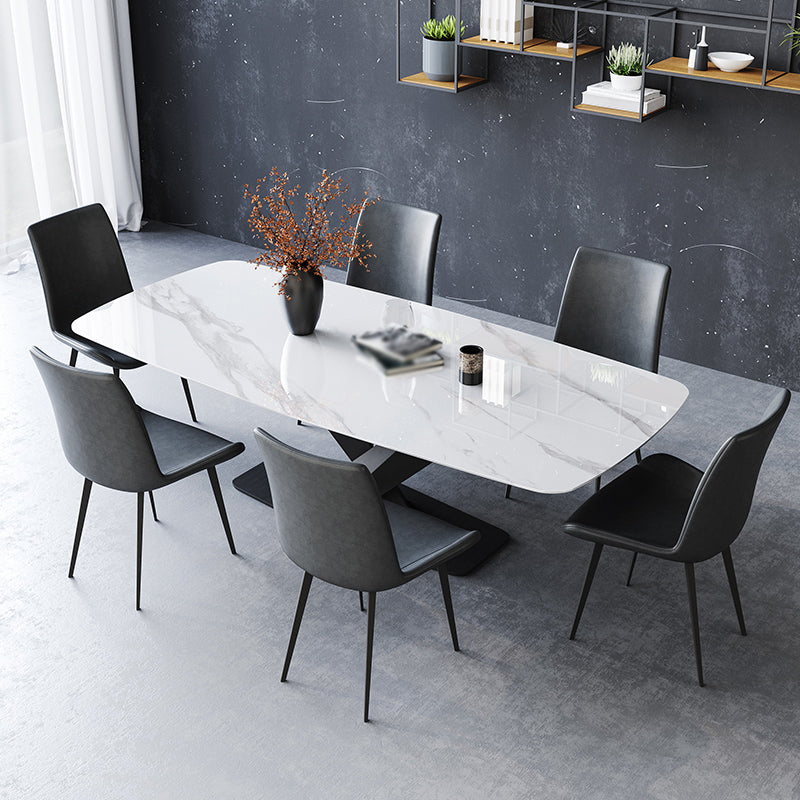 Designer Style 1/5/7 Pieces Dining Set Sintered Stone Dining Table with Leather Chairs 7 Pieces: Table, 6 Chairs Clearhalo 'Dining Room Sets' 'Dining Tables & Seating' 'dining_room_set' 'furn' 'furn_dining_room_set' 'Furniture' 'furniture_dining_room_set' 'Kitchen & Dining Furniture' 'kitchen&dining_furn' 'kitchen' 4655033