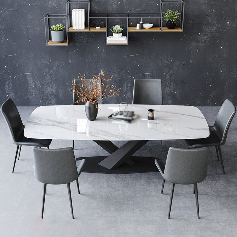 Designer Style 1/5/7 Pieces Dining Set Sintered Stone Dining Table with Leather Chairs Clearhalo 'Dining Room Sets' 'Dining Tables & Seating' 'dining_room_set' 'furn' 'furn_dining_room_set' 'Furniture' 'furniture_dining_room_set' 'Kitchen & Dining Furniture' 'kitchen&dining_furn' 'kitchen' 4655035