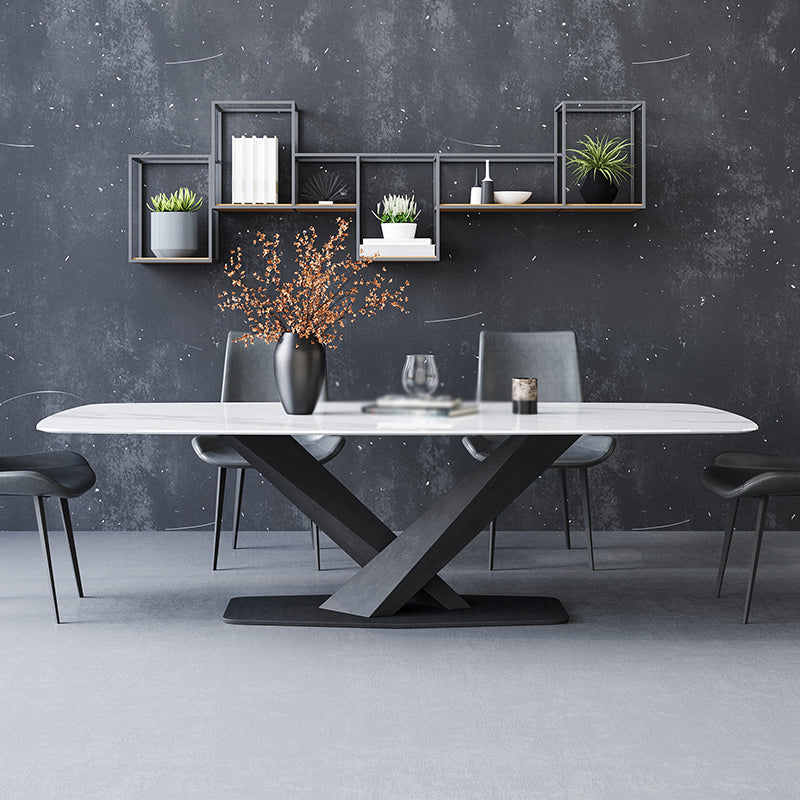 Designer Style 1/5/7 Pieces Dining Set Sintered Stone Dining Table with Leather Chairs Clearhalo 'Dining Room Sets' 'Dining Tables & Seating' 'dining_room_set' 'furn' 'furn_dining_room_set' 'Furniture' 'furniture_dining_room_set' 'Kitchen & Dining Furniture' 'kitchen&dining_furn' 'kitchen' 4655036