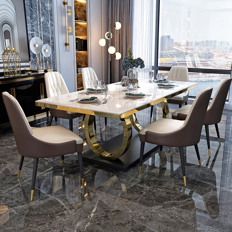 Modern 1/4/5/7 Pieces White Dining Table Set with Marble Top Rectangle Dinette Set Clearhalo 'Dining Room Sets' 'Dining Tables & Seating' 'dining_room_set' 'furn' 'furn_dining_room_set' 'Furniture' 'furniture_dining_room_set' 'Kitchen & Dining Furniture' 'kitchen&dining_furn' 'kitchen' 4655047